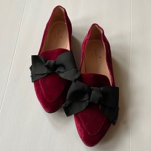 Velvet Suede bow flat